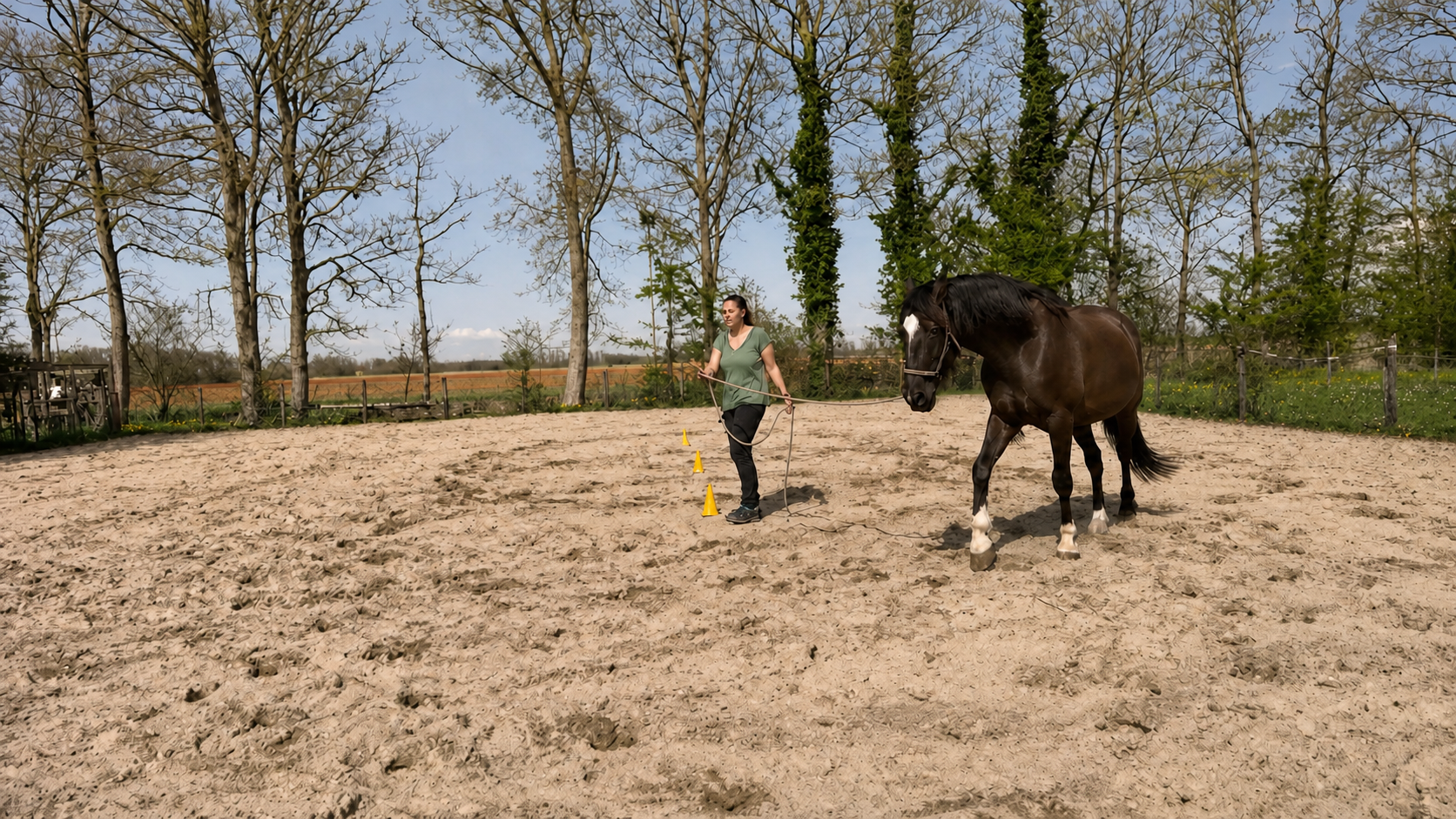 Anoeska werkt vanaf de grond met haar paard Lio